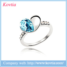 Korean austria crystal ring white gold jewelry ladies fashion heart ring